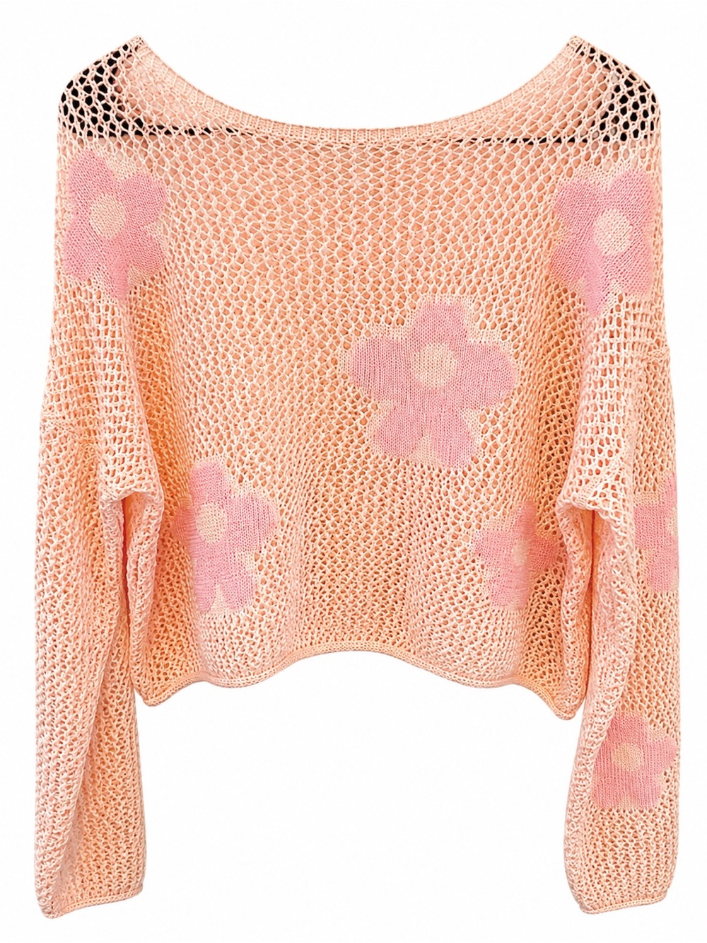 ADORA Pink Floral Mesh Crop Top
